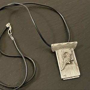Large Birdhouse Pewter Necklace Bird Nesting by Marjolein Bastin